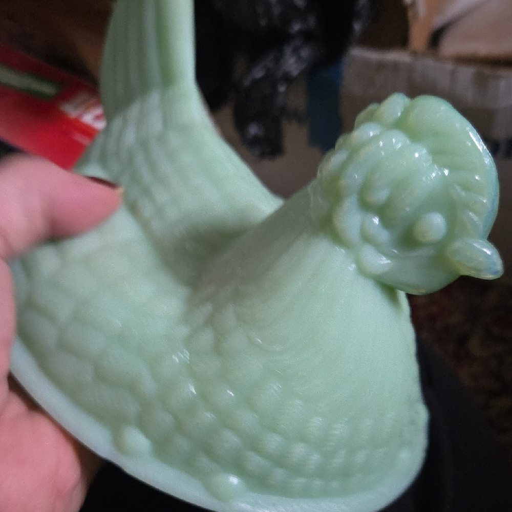 Mint Green Hen on Nest Dish Jadeit - Picture 8 of 15